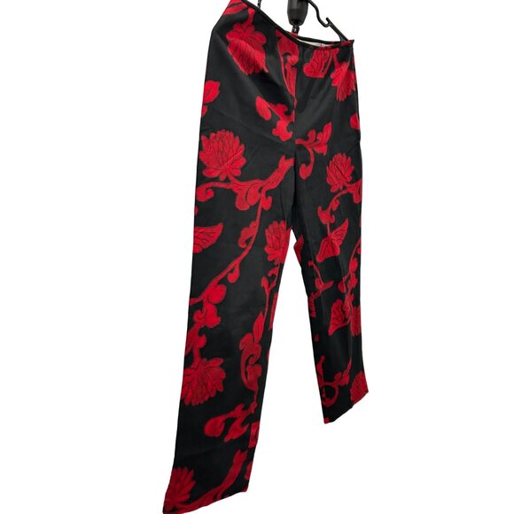Sigrid Olsen Sport Women's Black Red Floral Print Pants Size 8 - Picture 3 of 8